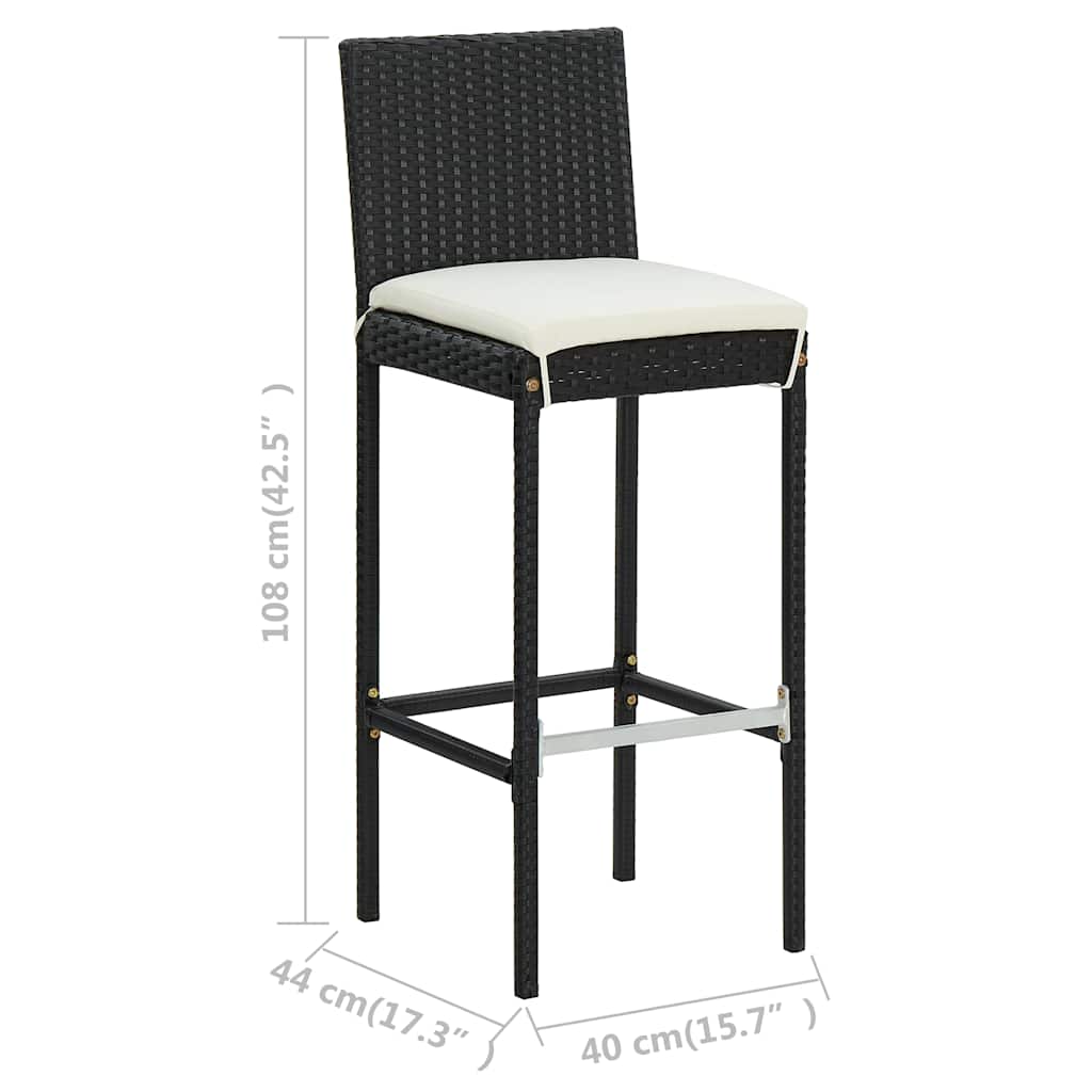 vidaXL 5-delige Tuinbarset met kussens poly rattan grijs
