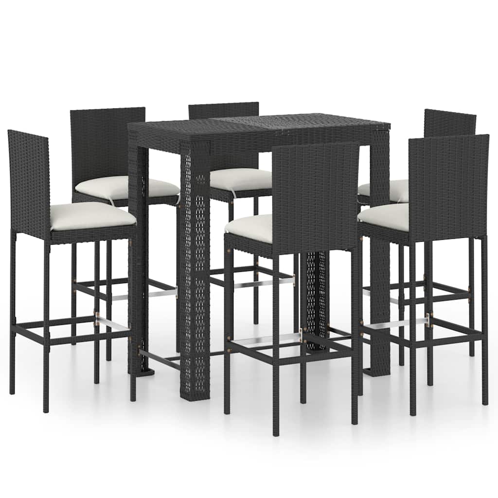 vidaXL 5-delige Tuinbarset met kussens poly rattan grijs