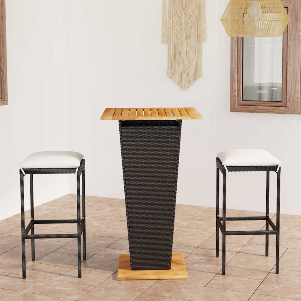 vidaXL 5-delige Tuinbarset met kussens poly rattan grijs