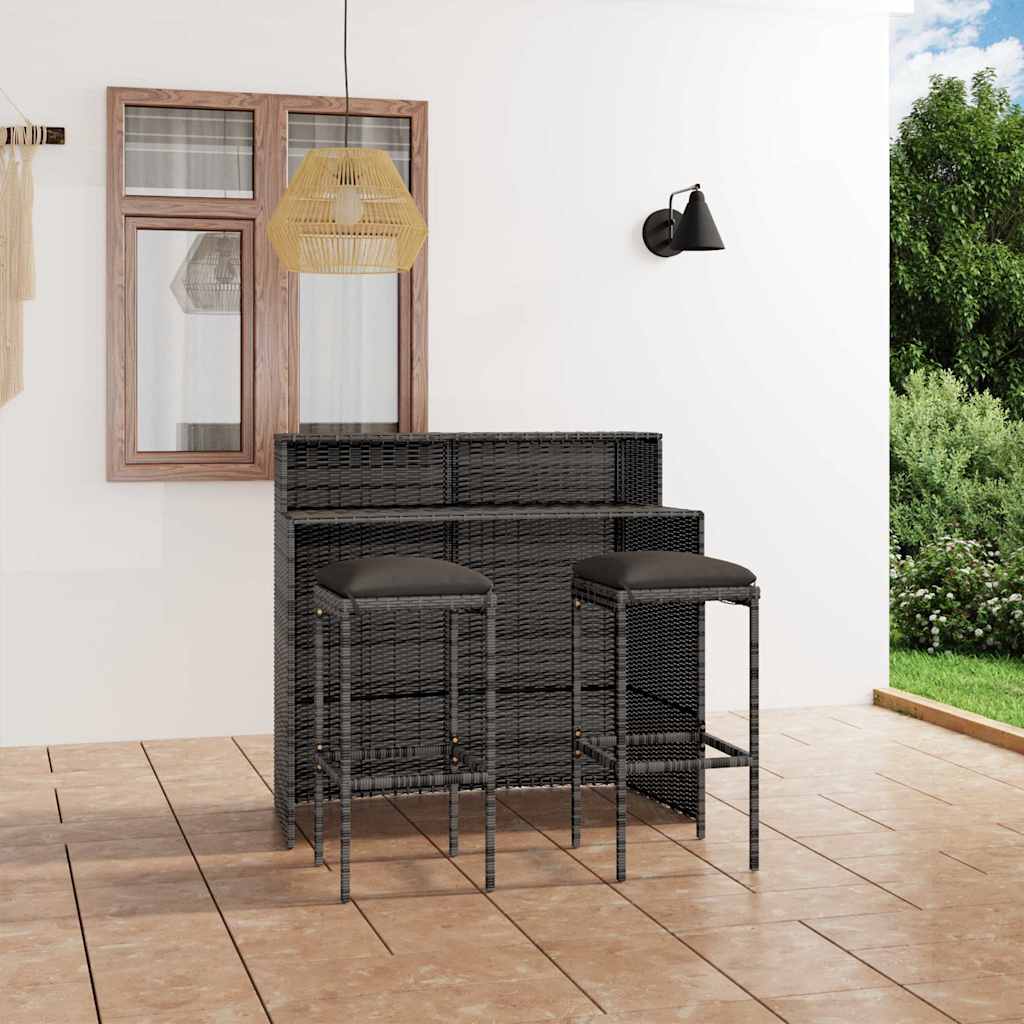 vidaXL 5-delige Tuinbarset met kussens zwart