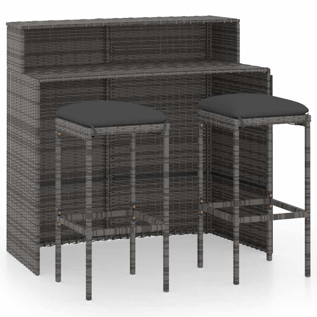 vidaXL 5-delige Tuinbarset met kussens zwart