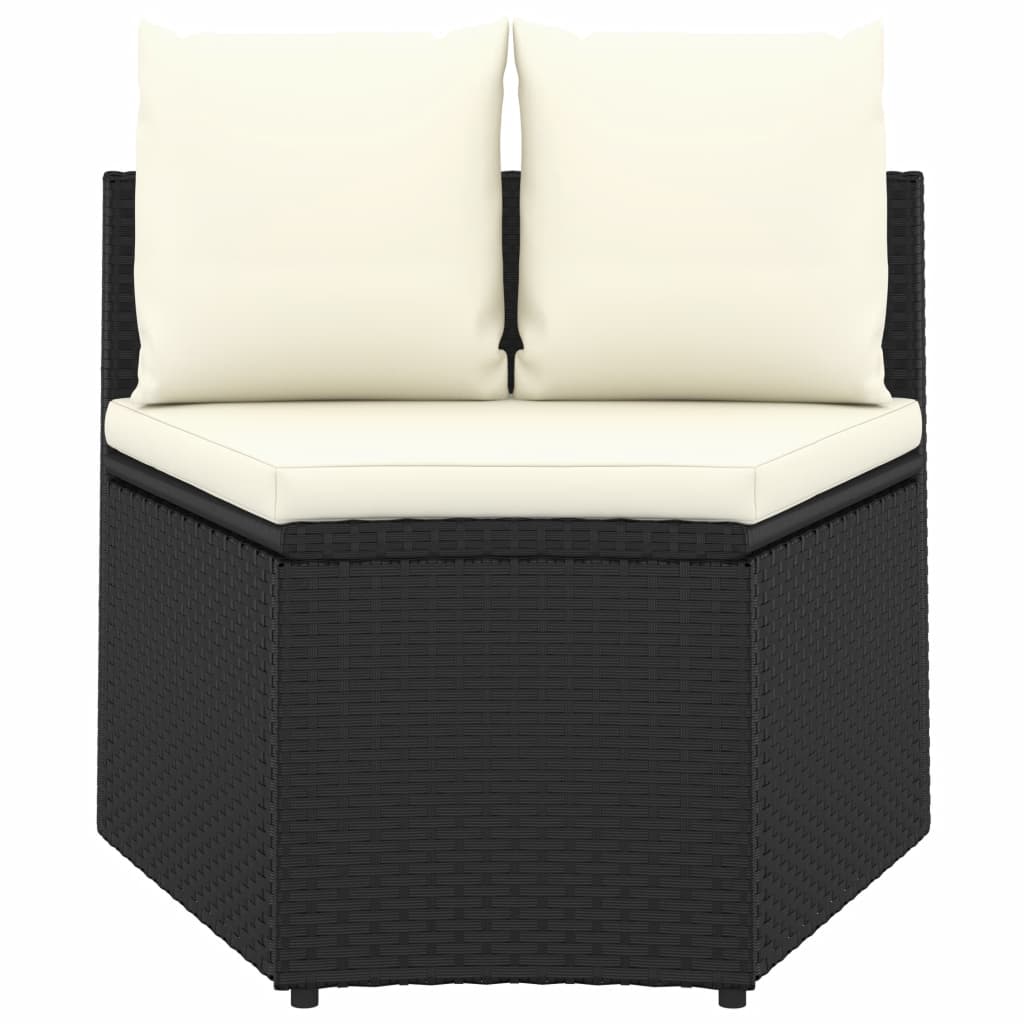 vidaXL 5-delige Loungeset met kussens poly rattan zwart