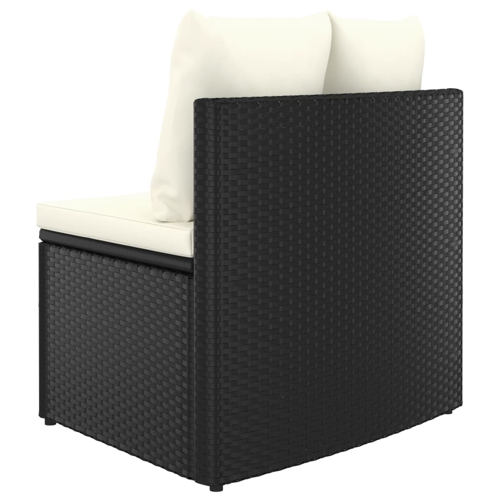 vidaXL 5-delige Loungeset met kussens poly rattan zwart