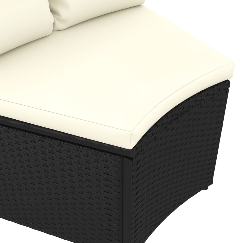 vidaXL 5-delige Loungeset met kussens poly rattan zwart