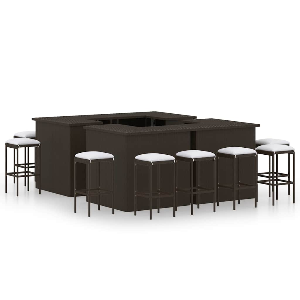 vidaXL 4-delige Tuinbarset met kussens poly rattan zwart