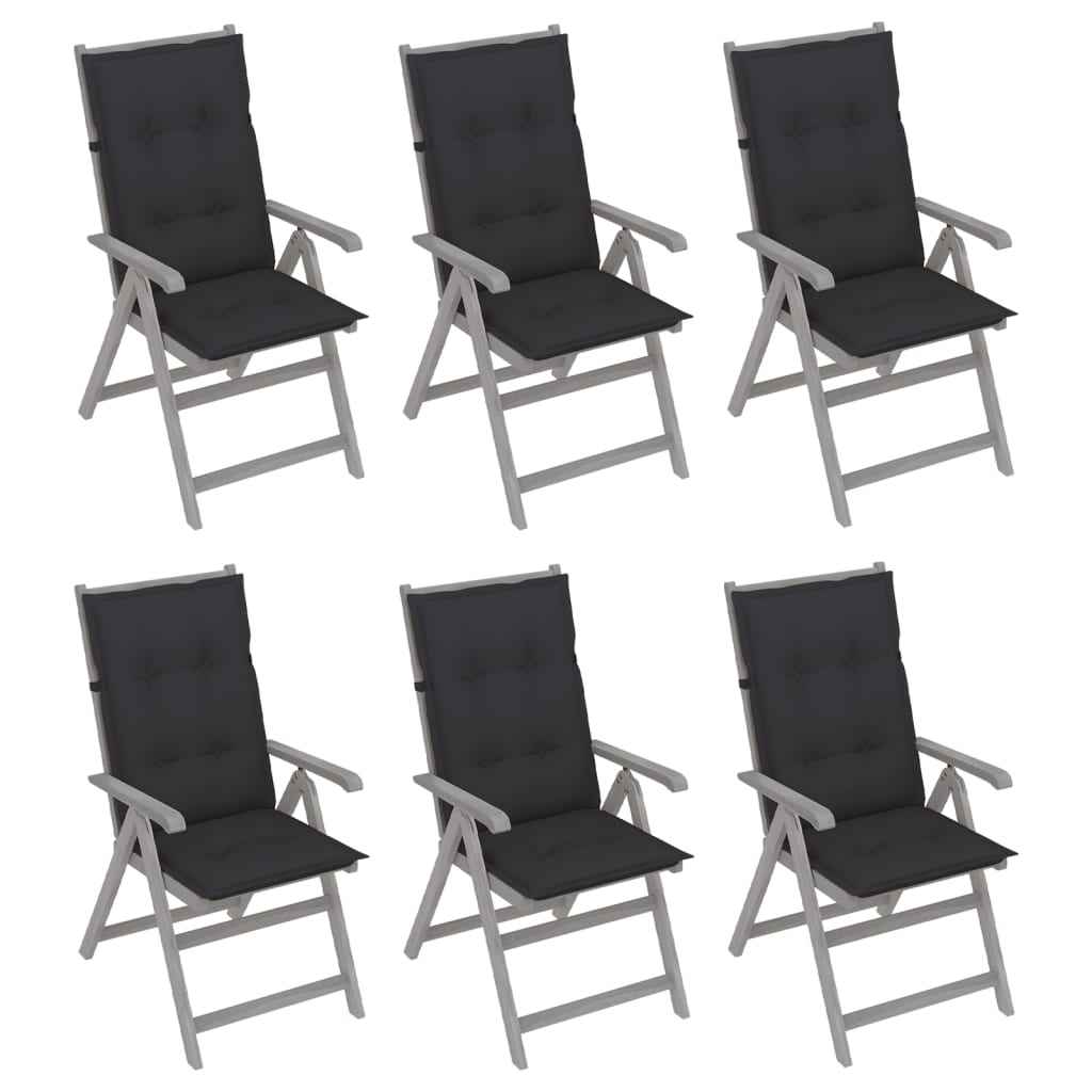 vidaXL Tuinstoelen 6 st verstelbaar met kussens massief acaciahout