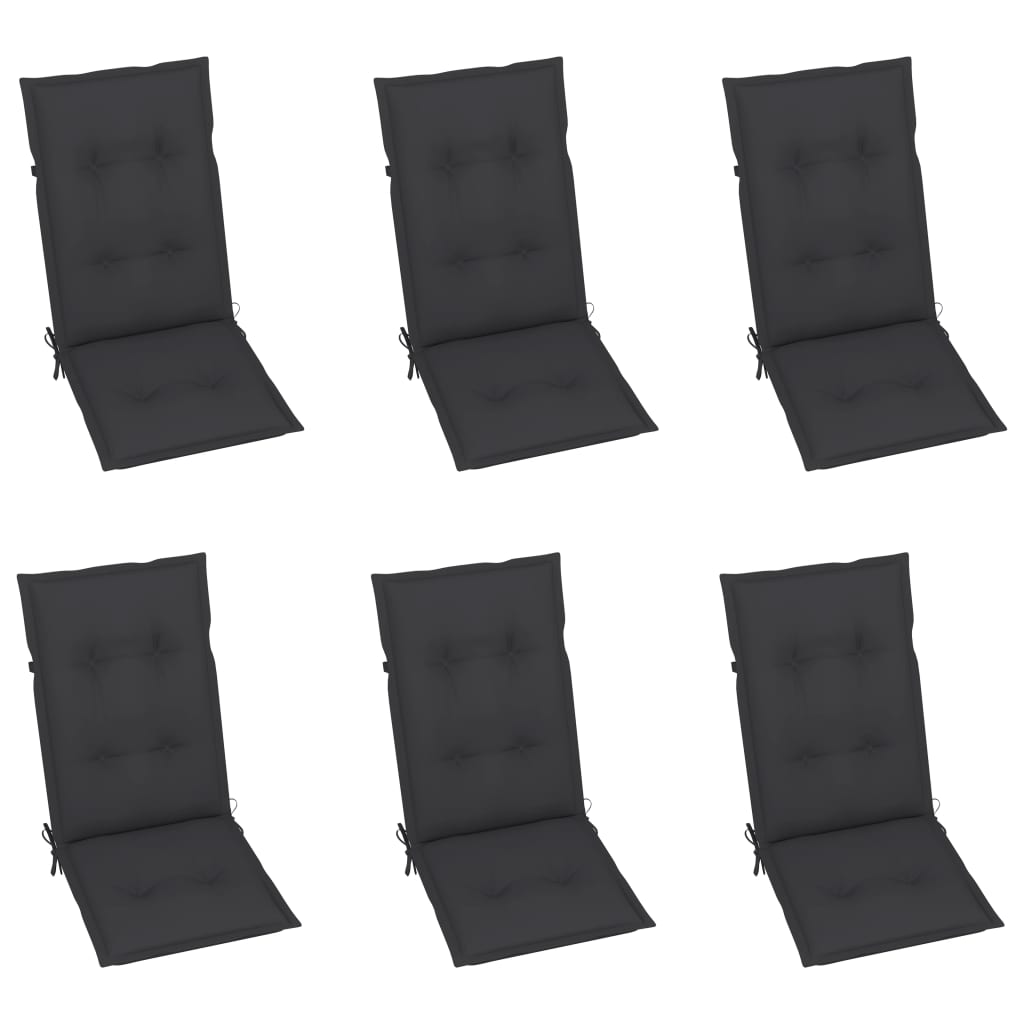vidaXL Tuinstoelen 6 st met antracietkleurige kussens massief teakhout