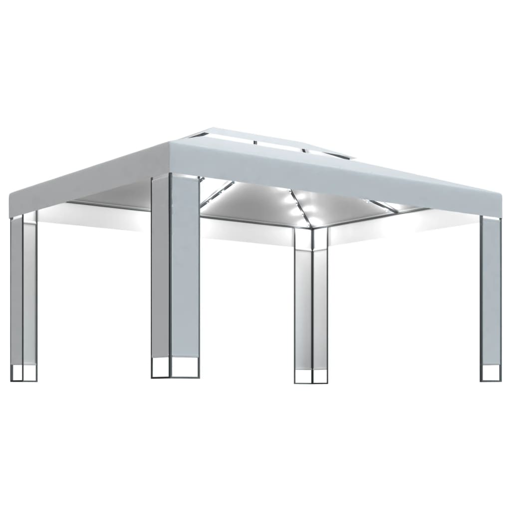 vidaXL Prieel met LED-lichtslinger 3x4 m wit