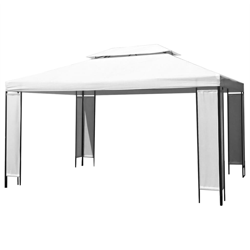 vidaXL Prieel met LED-lichtslinger 3x4 m wit