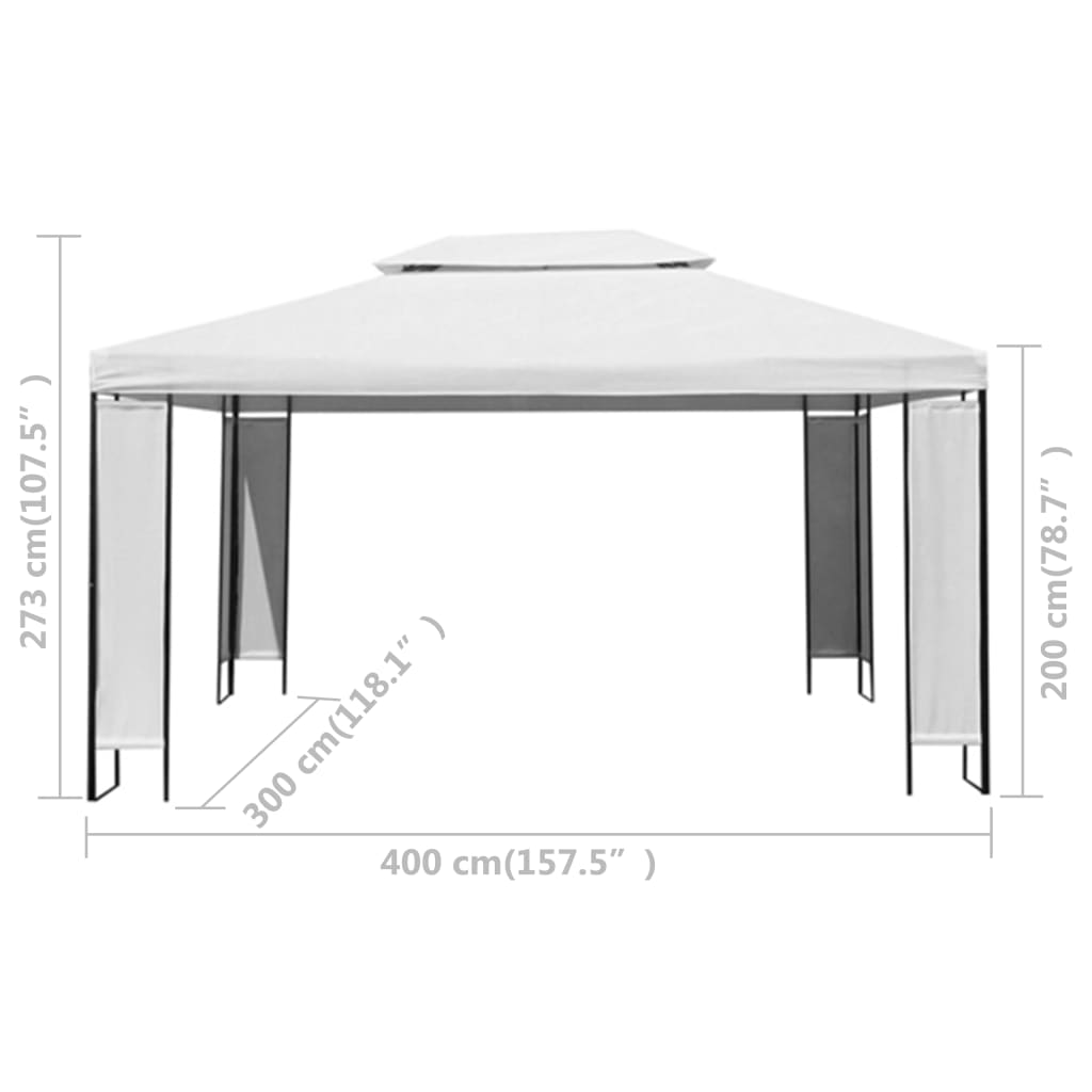 vidaXL Prieel met LED-lichtslinger 3x4 m wit