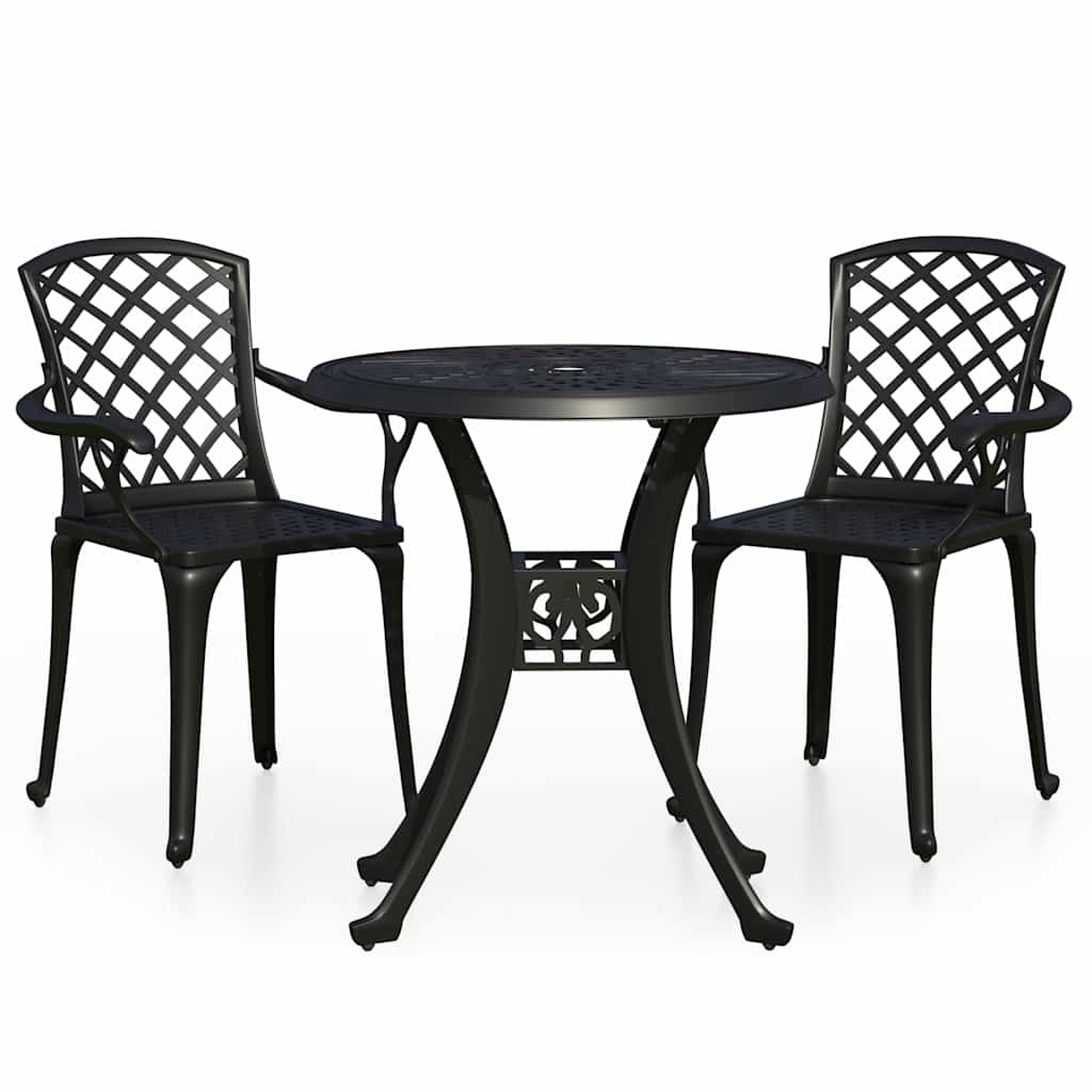 vidaXL 5-delige Bistroset gietaluminium zwart