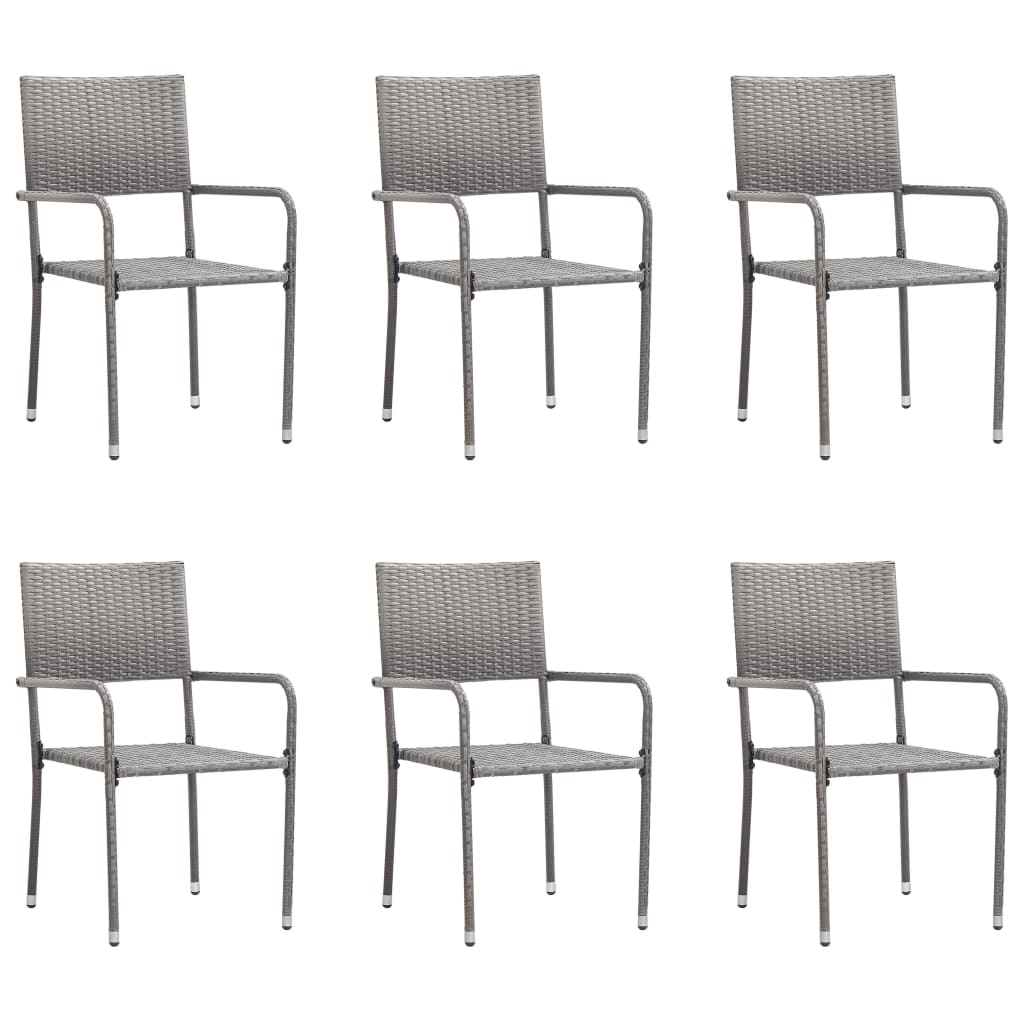 vidaXL 7-delige Tuinset poly rattan zwart