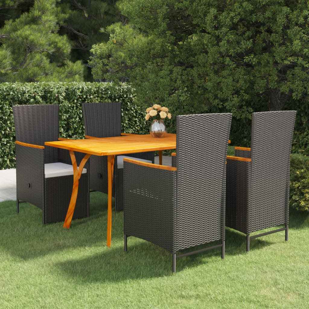 vidaXL 5-delige Tuinset zwart