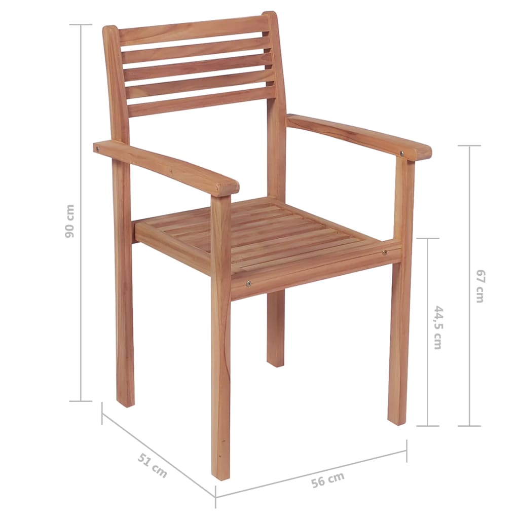 vidaXL Tuinstoelen stapelbaar 2 st massief teakhout