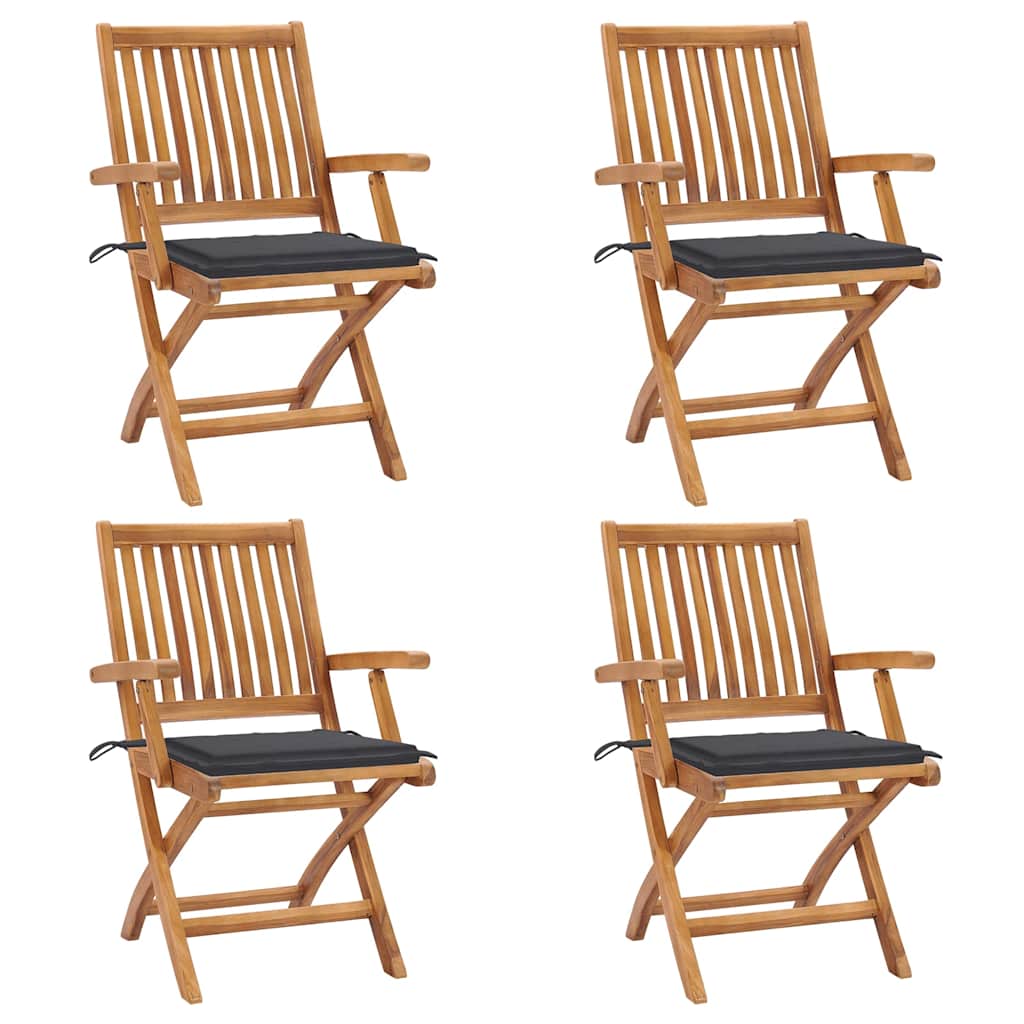 vidaXL Tuinstoelen 6 st inklapbaar met kussens massief teakhout