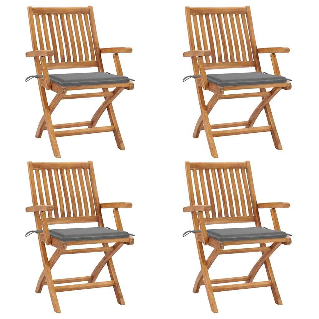 vidaXL Tuinstoelen 6 st inklapbaar met kussens massief teakhout