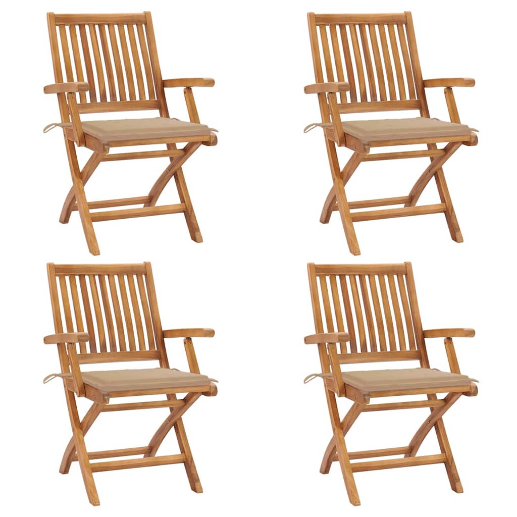 vidaXL Tuinstoelen 6 st inklapbaar met kussens massief teakhout