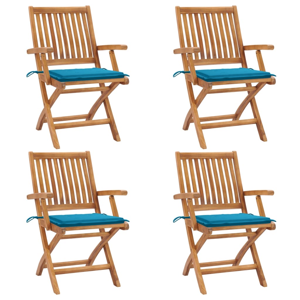 vidaXL Tuinstoelen 6 st inklapbaar met kussens massief teakhout