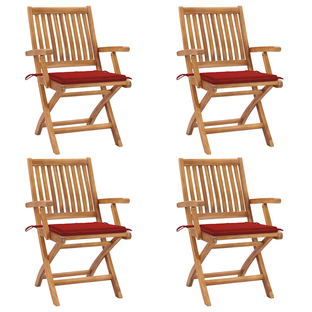 vidaXL Tuinstoelen 6 st inklapbaar met kussens massief teakhout