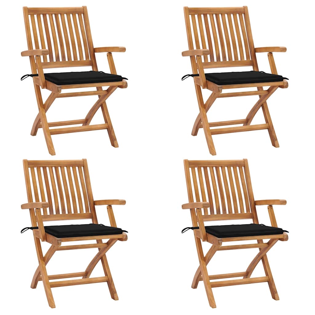 vidaXL Tuinstoelen 6 st inklapbaar met kussens massief teakhout