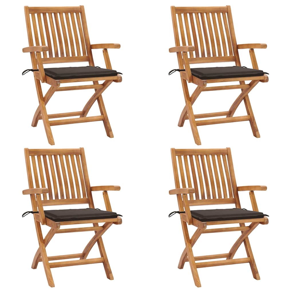vidaXL Tuinstoelen 6 st inklapbaar met kussens massief teakhout