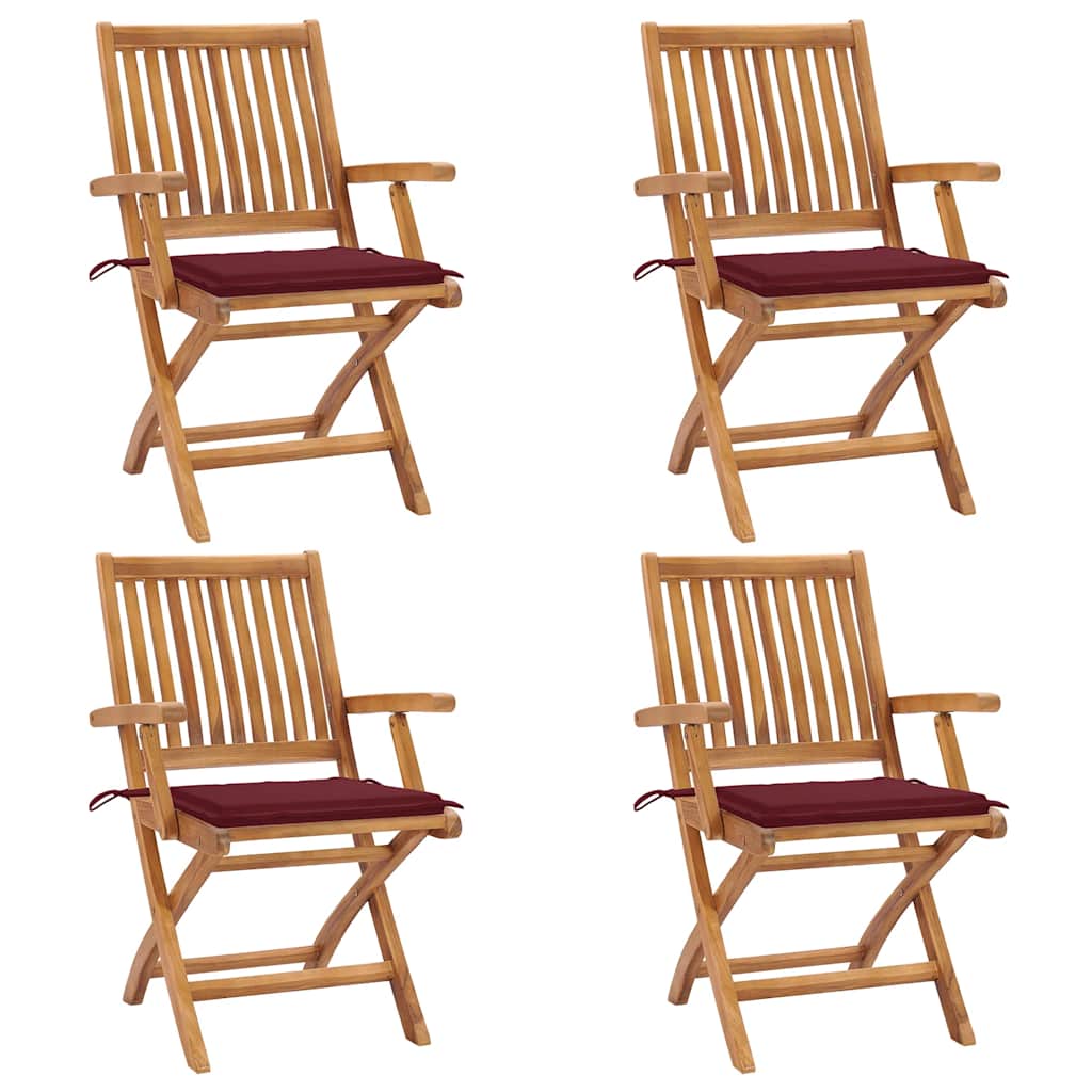 vidaXL Tuinstoelen 6 st inklapbaar met kussens massief teakhout