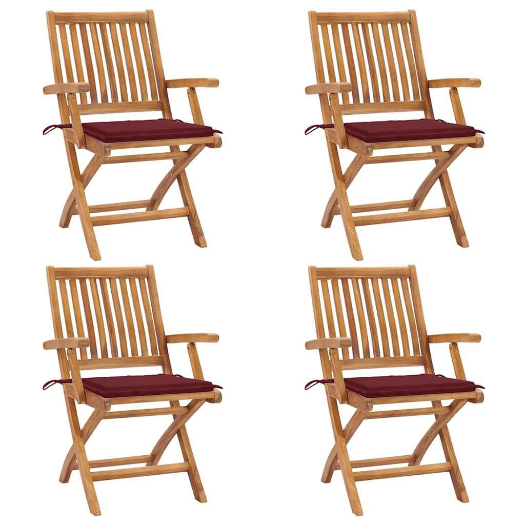 vidaXL Tuinstoelen 6 st inklapbaar met kussens massief teakhout