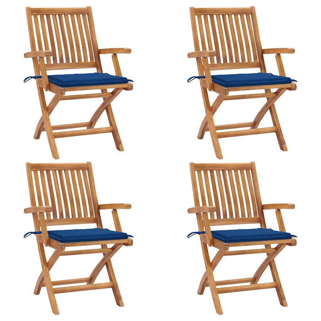 vidaXL Tuinstoelen 6 st inklapbaar met kussens massief teakhout