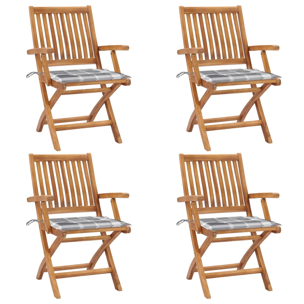 vidaXL Tuinstoelen 6 st inklapbaar met kussens massief teakhout