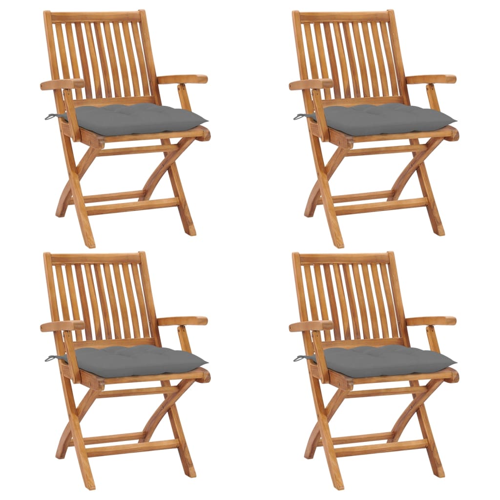 vidaXL Tuinstoelen 6 st inklapbaar met kussens massief teakhout