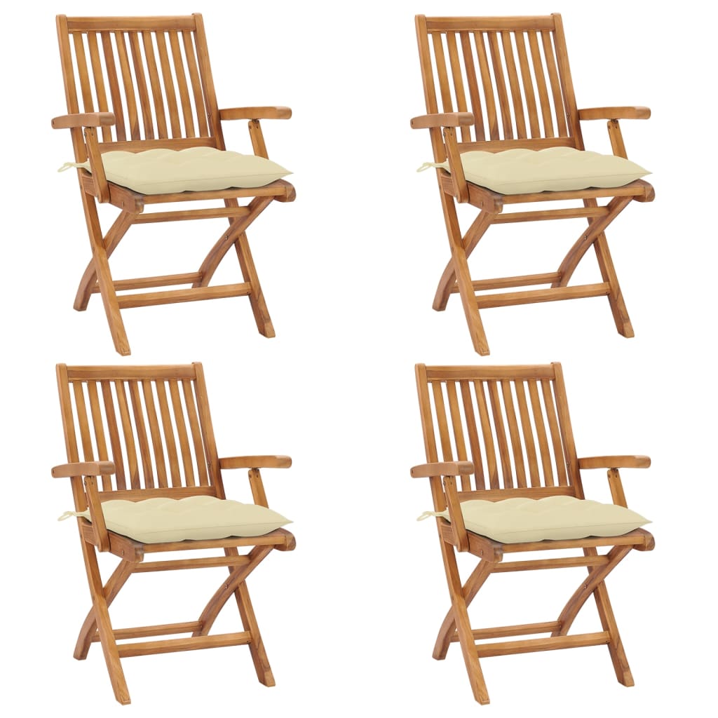 vidaXL Tuinstoelen 6 st inklapbaar met kussens massief teakhout