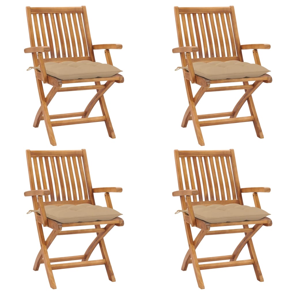 vidaXL Tuinstoelen 6 st inklapbaar met kussens massief teakhout
