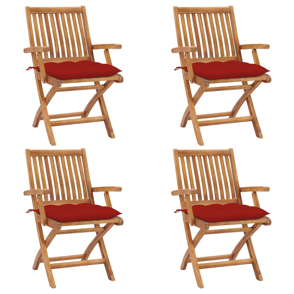 vidaXL Tuinstoelen 6 st inklapbaar met kussens massief teakhout