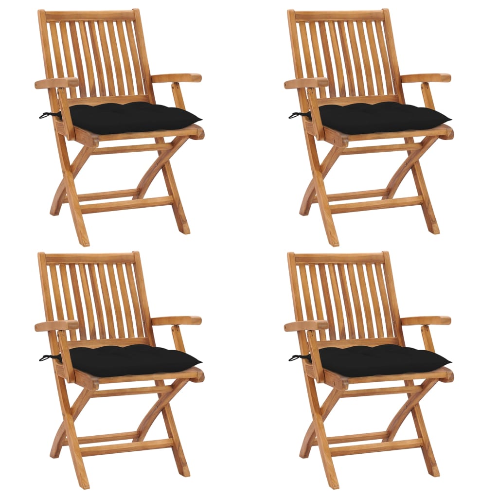 vidaXL Tuinstoelen 6 st inklapbaar met kussens massief teakhout