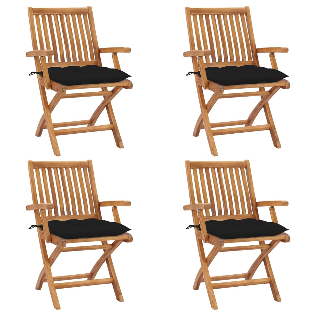 vidaXL Tuinstoelen 6 st inklapbaar met kussens massief teakhout