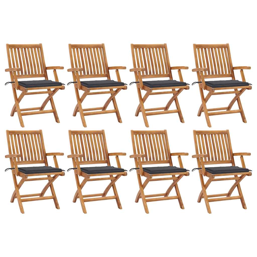 vidaXL Tuinstoelen 6 st inklapbaar met kussens massief teakhout