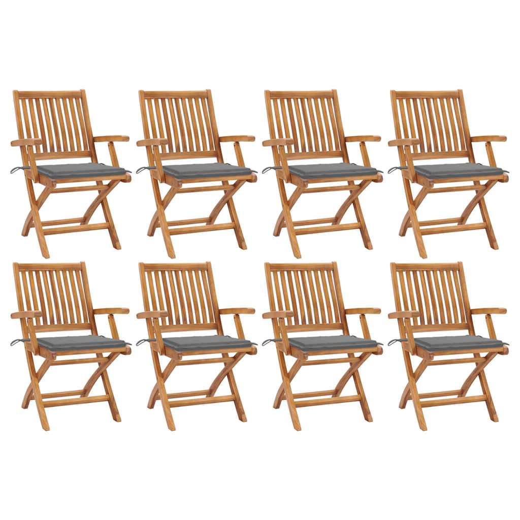 vidaXL Tuinstoelen 6 st inklapbaar met kussens massief teakhout