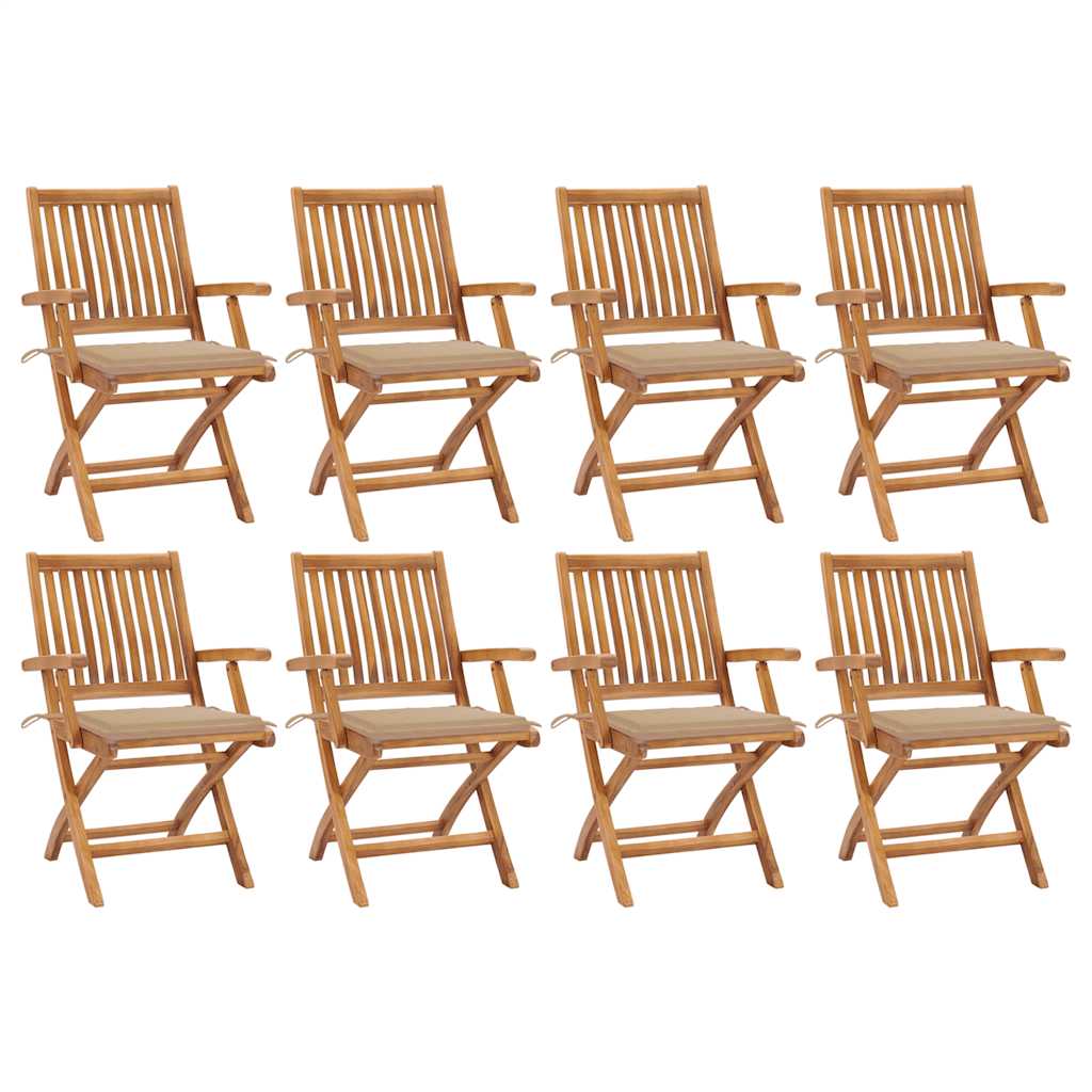 vidaXL Tuinstoelen 6 st inklapbaar met kussens massief teakhout