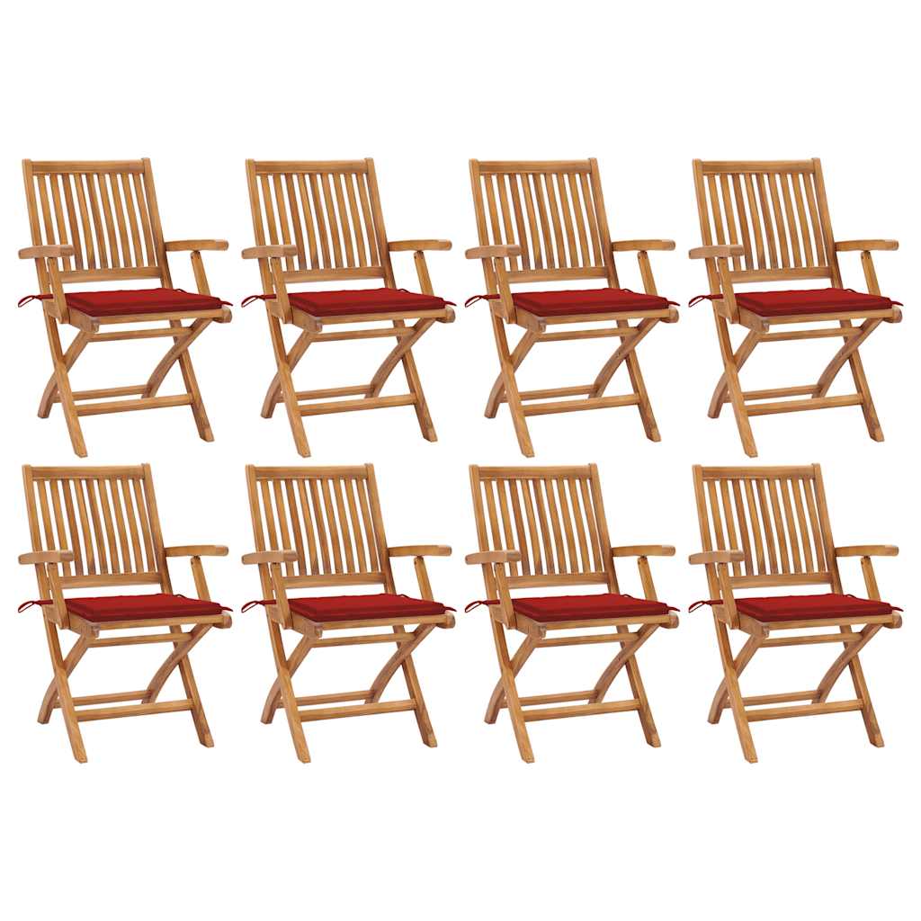 vidaXL Tuinstoelen 6 st inklapbaar met kussens massief teakhout