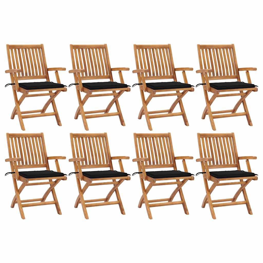 vidaXL Tuinstoelen 6 st inklapbaar met kussens massief teakhout