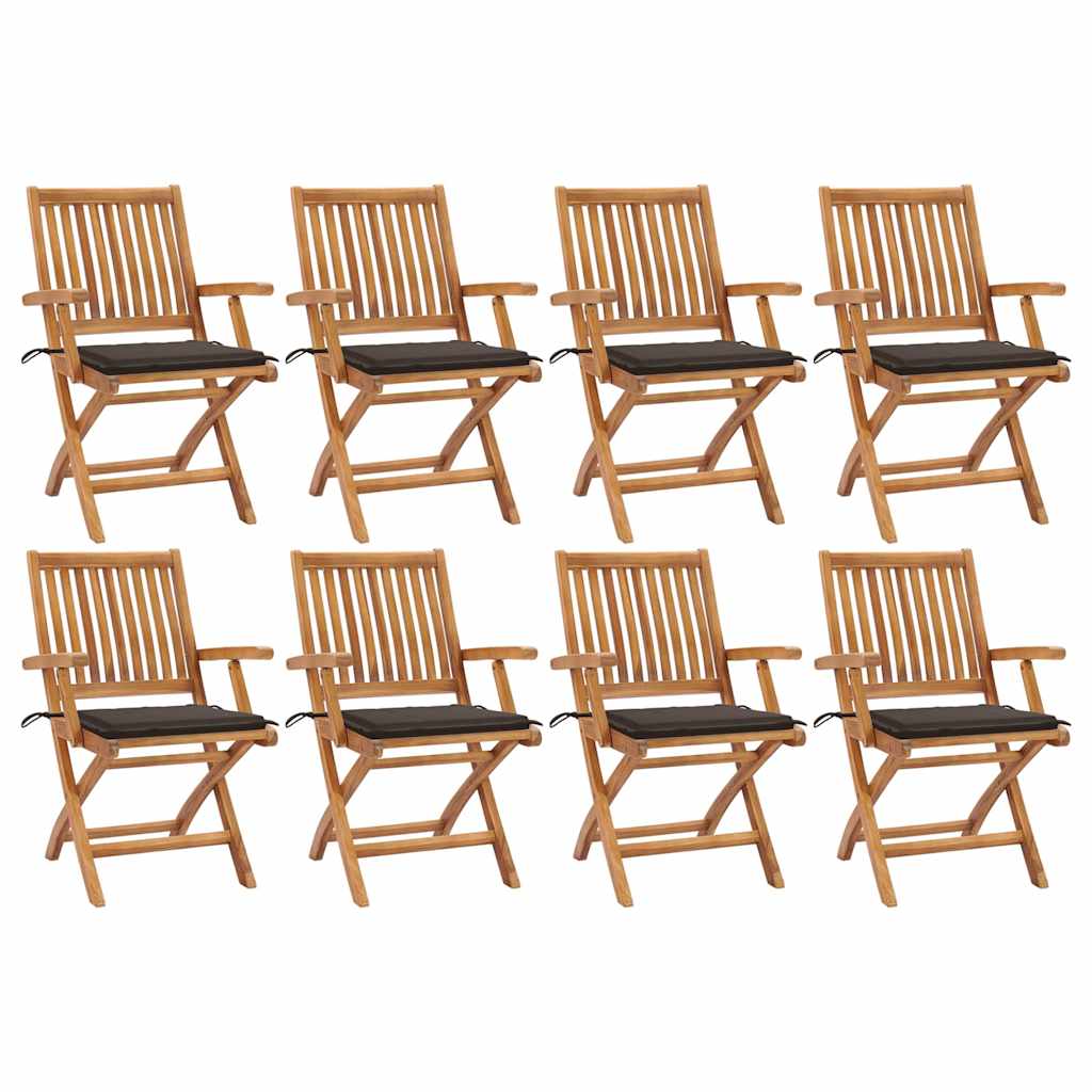 vidaXL Tuinstoelen 6 st inklapbaar met kussens massief teakhout