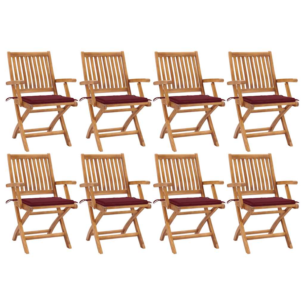 vidaXL Tuinstoelen 6 st inklapbaar met kussens massief teakhout