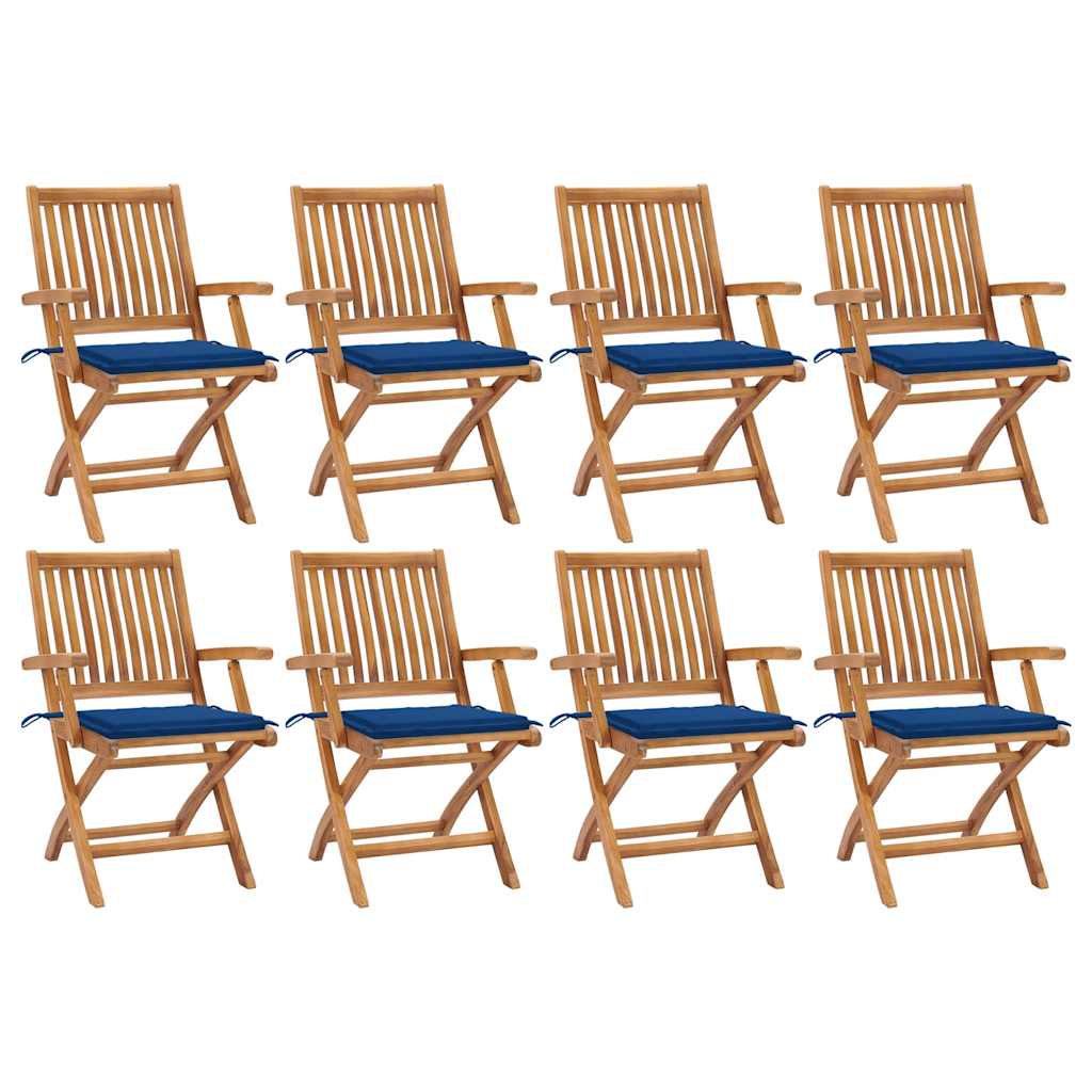 vidaXL Tuinstoelen 6 st inklapbaar met kussens massief teakhout