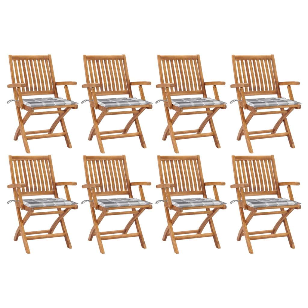 vidaXL Tuinstoelen 6 st inklapbaar met kussens massief teakhout