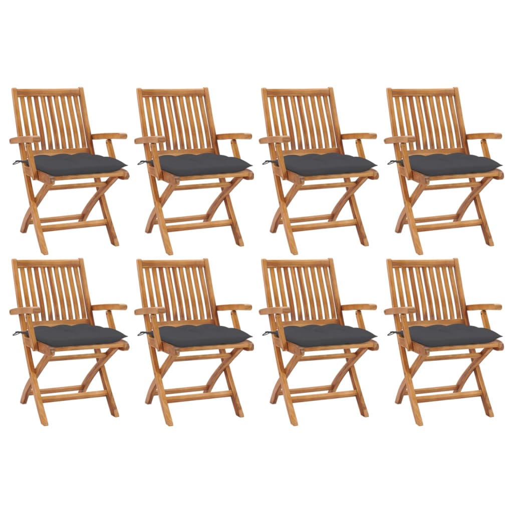 vidaXL Tuinstoelen 6 st inklapbaar met kussens massief teakhout