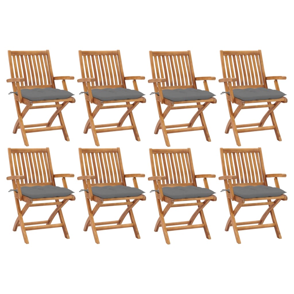 vidaXL Tuinstoelen 6 st inklapbaar met kussens massief teakhout