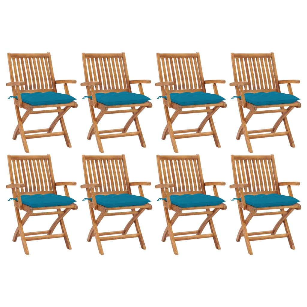 vidaXL Tuinstoelen 6 st inklapbaar met kussens massief teakhout