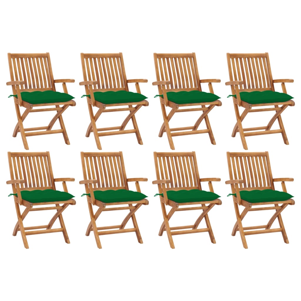 vidaXL Tuinstoelen 6 st inklapbaar met kussens massief teakhout