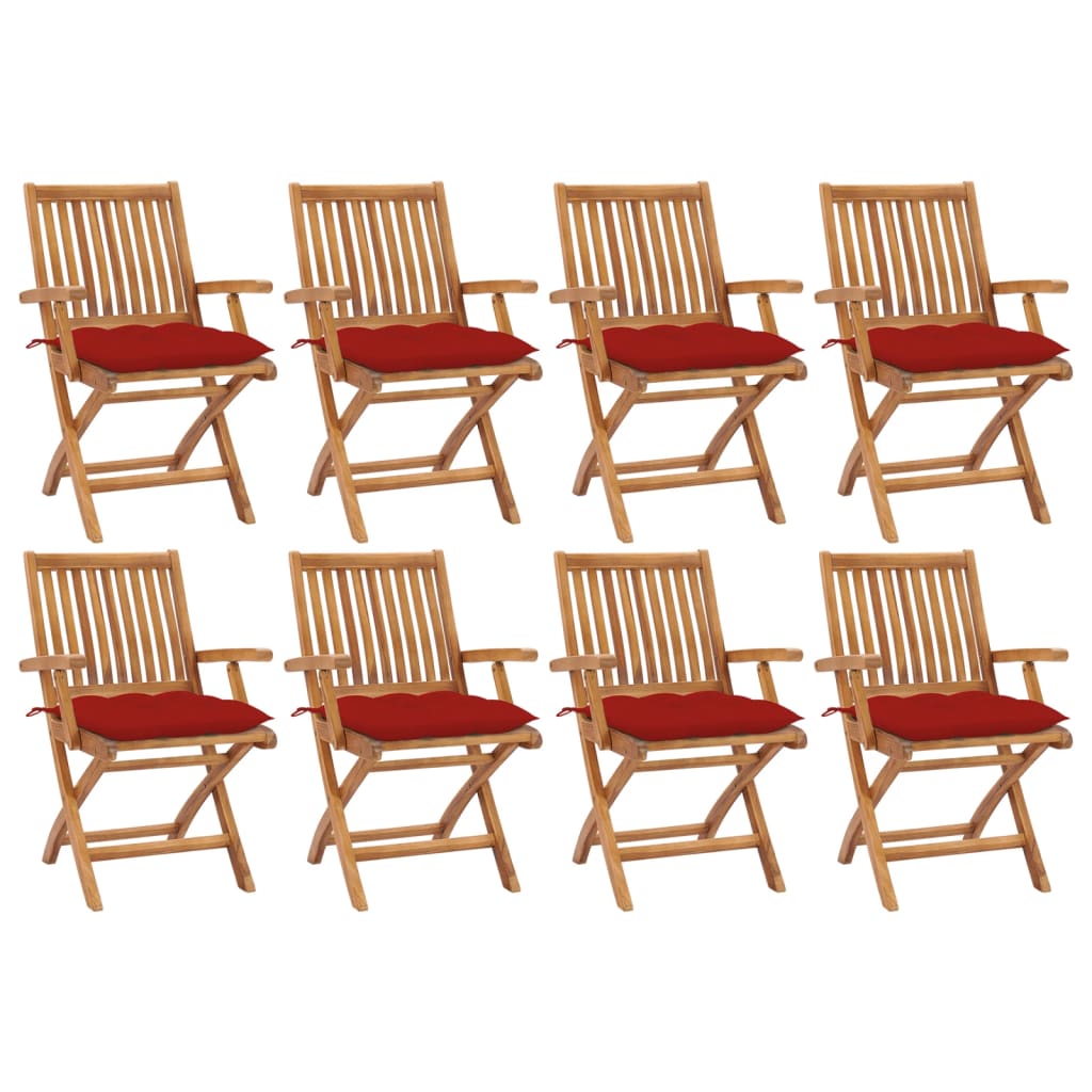 vidaXL Tuinstoelen 6 st inklapbaar met kussens massief teakhout