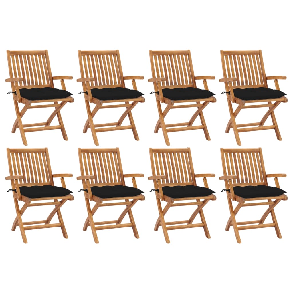 vidaXL Tuinstoelen 6 st inklapbaar met kussens massief teakhout